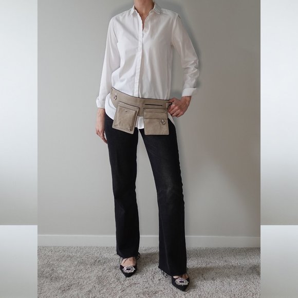 Zara Tan Beige Suede Utility Style Belt Bag - Picture 6 of 11